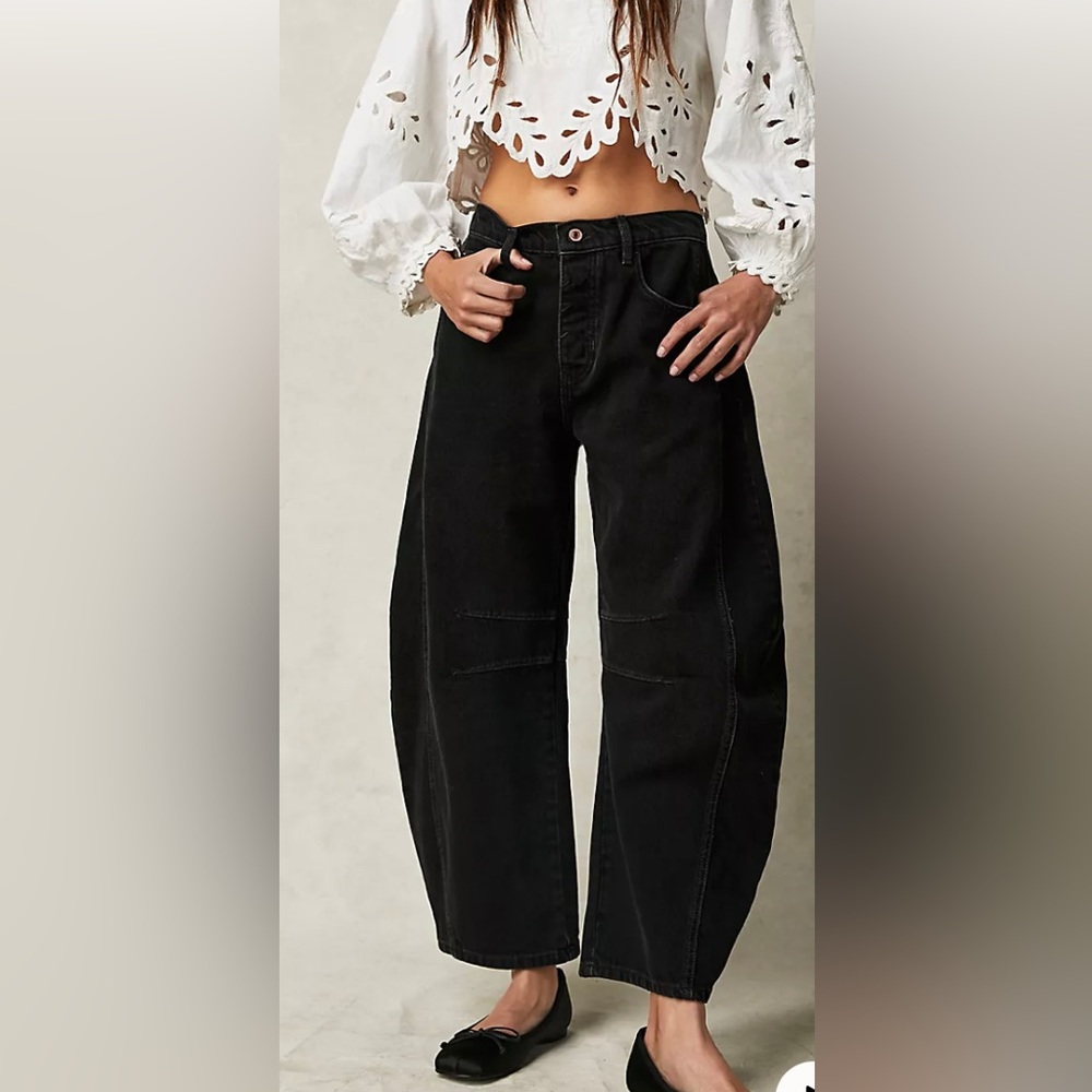 Free People Black Wide-Leg Jeans